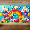 thumbnail image 5 of Colorful Happy Birthday Backdrop Banner with Rainbow Balloons Gifts and Cake Party Supplies Birthday Decoration Photography Props Party Decorations, 5 of 8