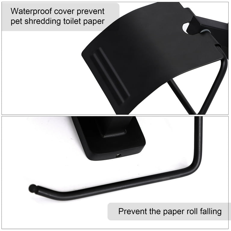 Modern Toilet Paper Holder With Shelf: Matte Black, Aluminum Alloy, Wall Mount