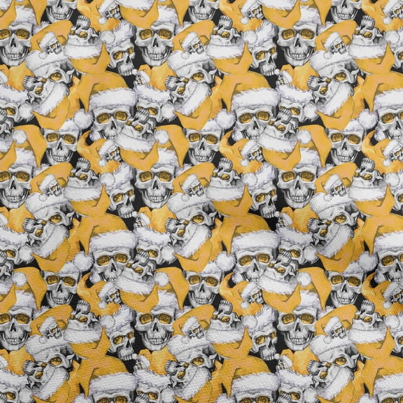 oneOone Georgette Viscose Yellow Fabric Skull Sewing Fabric By The Yard Printed Diy Clothing Sewing Supplies 42 Inch Wide