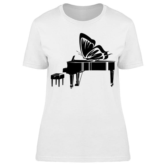 Grand Piano With Butterfly T-Shirt Women -Image by Shutterstock, Female Medium