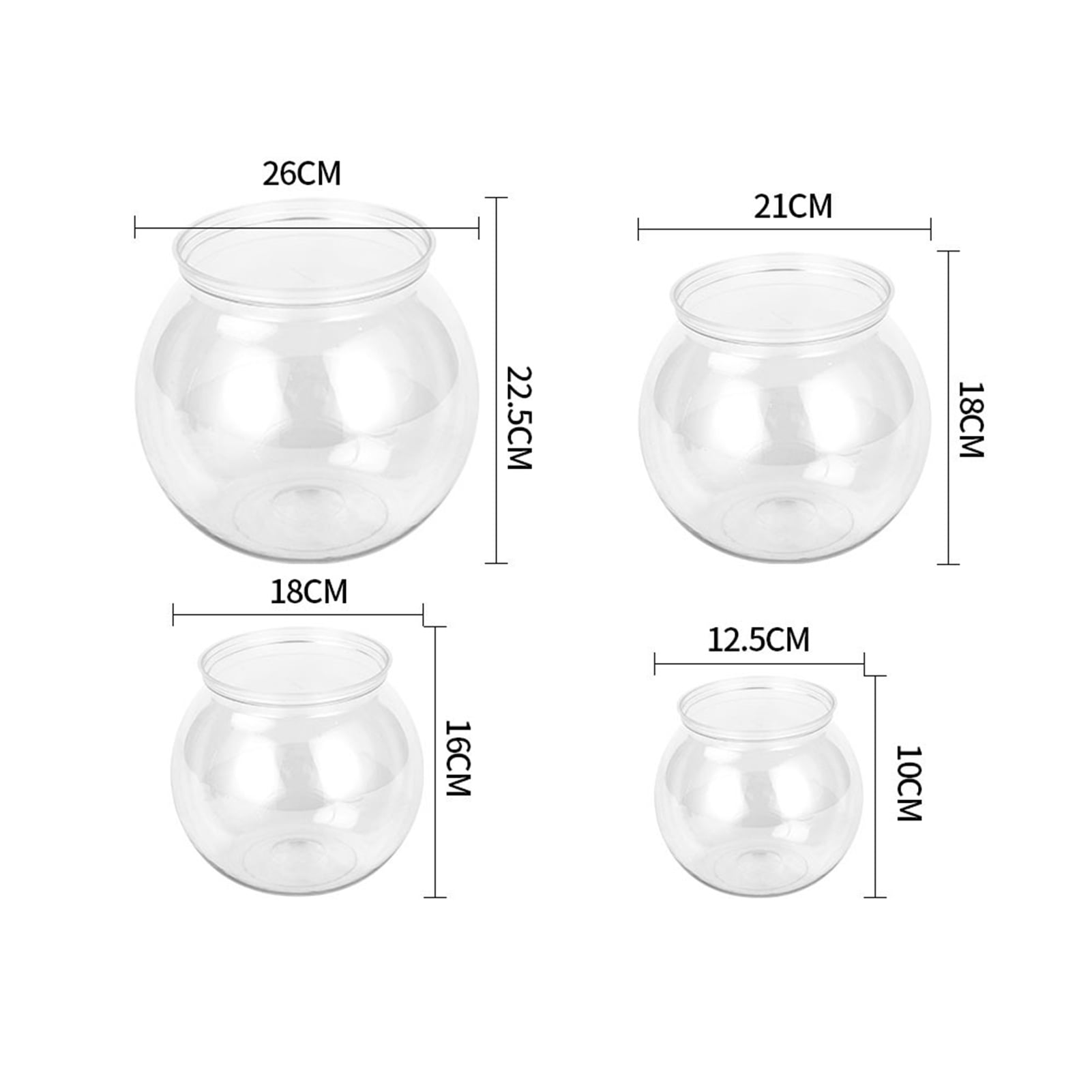 YIFAEUX Fish Tank Transparent Anti-drop Smooth Plastic Aquarium Tank Round Fish Bowl Home Use