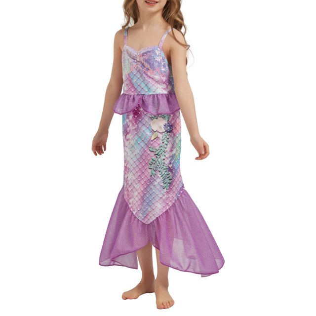 YOUSNH Maillot de Bain pour Enfants Poisson Robe Princesse Maillot de Bain pour Enfants H 140