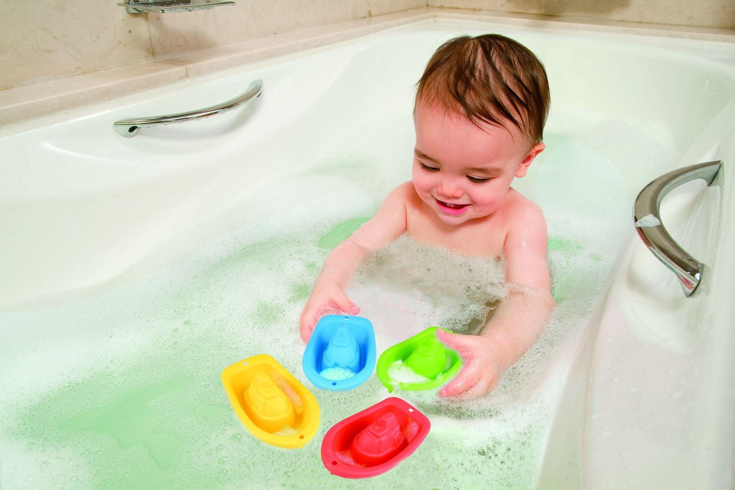 Bateaux empilables Jouet de bain kid connection 7 pièces Coloré, Souple