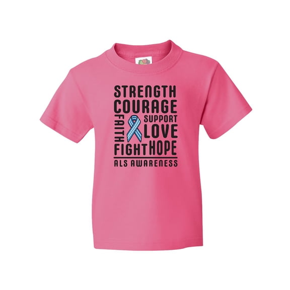 Inktastic ALS Awareness Strength Courage Support Youth T-Shirt