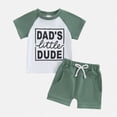 thumbnail image 2 of TOWED22 Toddler Kid Boy Clothes Dinosaur Pattern Round Neck Short Sleeve Tee Shirt Drawstring Shorts 2pcs Summer Outfits(Green,18-24 M), 2 of 4