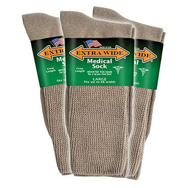 Extra Wide Sock Extra Wide Men's Tan Medical (Diabetic) Mid Calf Crew