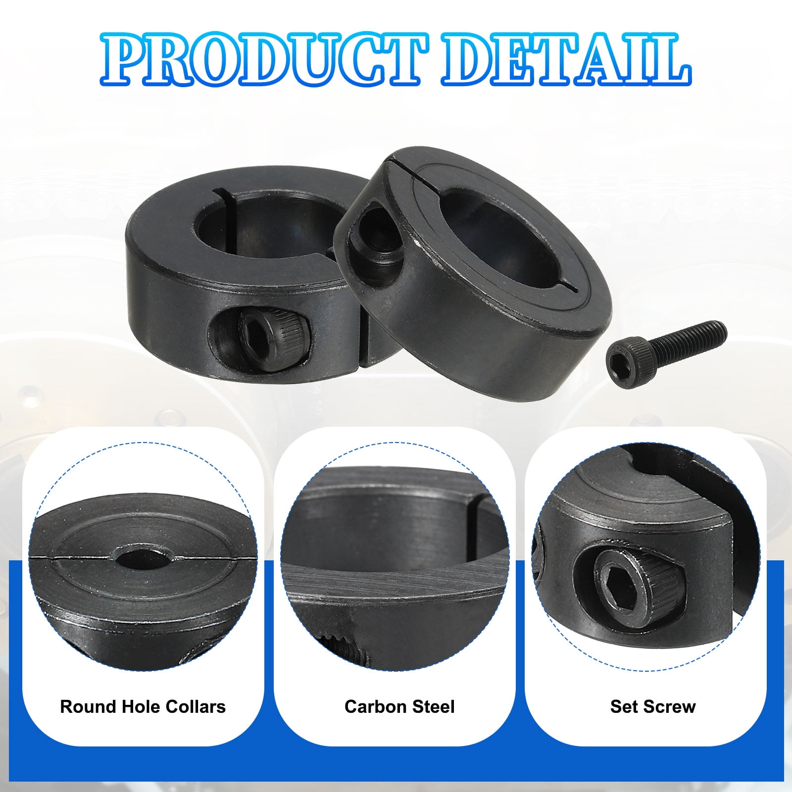 Bore 18 mm Single Split Shaft Collar 36 mm OD 13 mm Thickness Clamp Style with Set Screw & Hex Wrench (Black, 4)