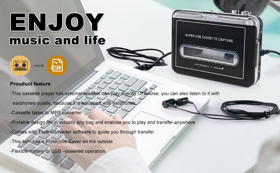 Auto Reverse Speler Digitale Conversie Oude Banden Cassetteband Naar MP3-converter USB-cassetteopname Walkman-tapespeler Converteer Tapes Naar U-schijf Draagbare Tape Naar MP3 3,5 Mm Hoofdtelefoonaansluiting