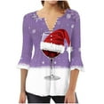 thumbnail image 1 of Camisetas con Cuello en V Mujeres Moda Impresa 3/4 Mangas Blusa, Top Cómodo Casual para el Hogar Y Diario, 1 of 4