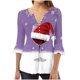 thumbnail image 1 of Camisetas con Cuello en V Mujeres Moda Impresa 3/4 Mangas Blusa, Top Cómodo Casual para el Hogar Y Diario, 1 of 4