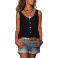 thumbnail image 2 of Blusa sin mangas con botones Camiseta sin mangas con botones simples y holgadas informales de un solo pecho, 2 of 6