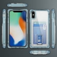 thumbnail image 2 of Design for iPhone XS Max Case with Card Holder, Wallet Ring Holder Kickstand Case Clear Slim Four Corner Enhanced Protective Cover Anti-Scratch Shockproof Phone Card Case for iPhone XS Max, Blue, 2 of 8