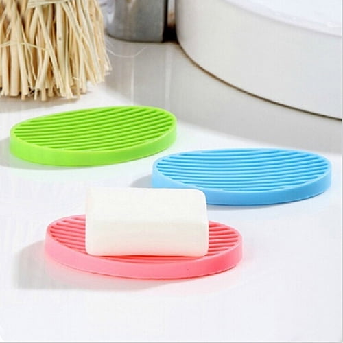 Flexible Bathroom Soap Dish Storage Holder Rack Soapbox Plate Tray Drain Hono/_