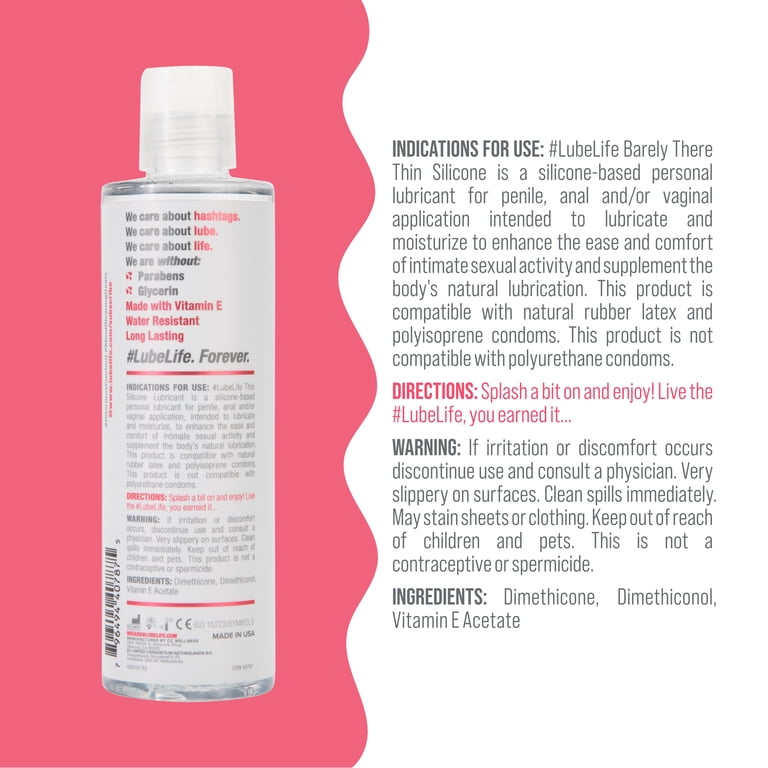 Lube Life Barely Thin Natural Silicone Based Personal Lubricant for Men,  Women, Couples, 8 fl oz - Walmart.com
