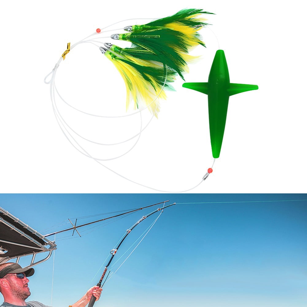 Feather Trolling Skirt Tuna Lure for Big Game Fishing Rigged with Steel Hook