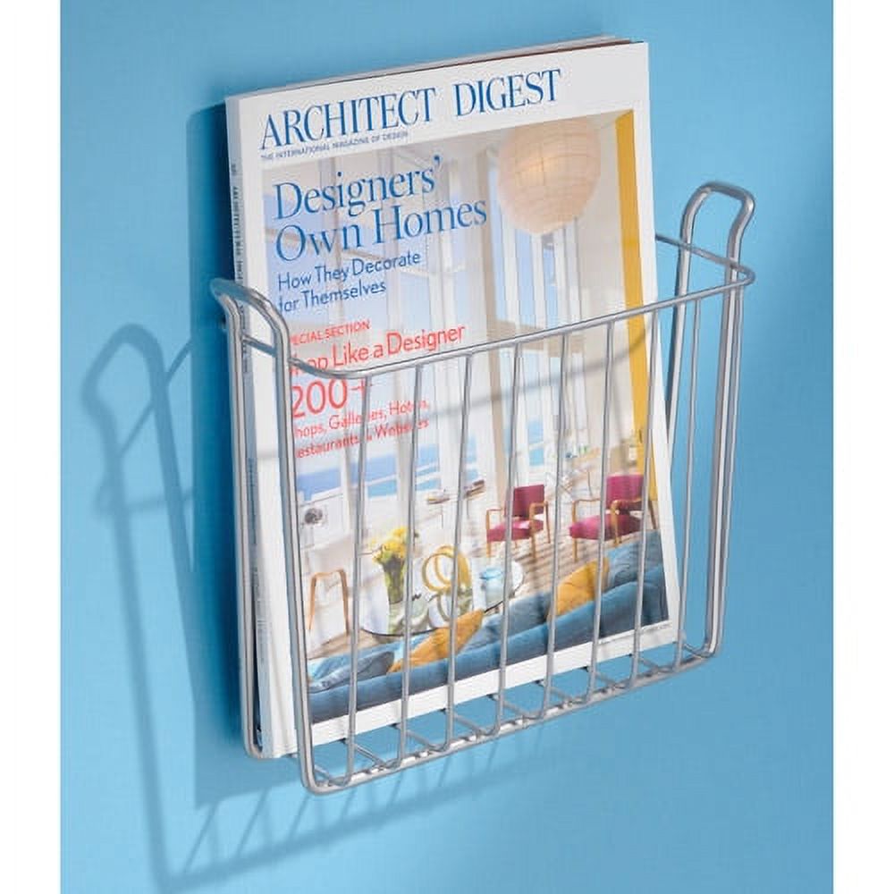 iDesign Classico Wall Mount Magazine Rack, Silver