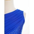 thumbnail image 5 of iiniim Girls Figure Ice Skating Dance Dress One Shoulder Rhinestone Sheer Mesh Leotard Gymnastics Ballet Dancewear Blue 12, 5 of 7