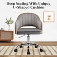 thumbnail image 5 of MOJAY Modern Vanity Chair with Wheels, Mid-Back Cutout Velvet Home Office Chair, Swivel Height-Adjustable Soft Seat Cute Desk Chair with Arm Support ( Grey), 5 of 8