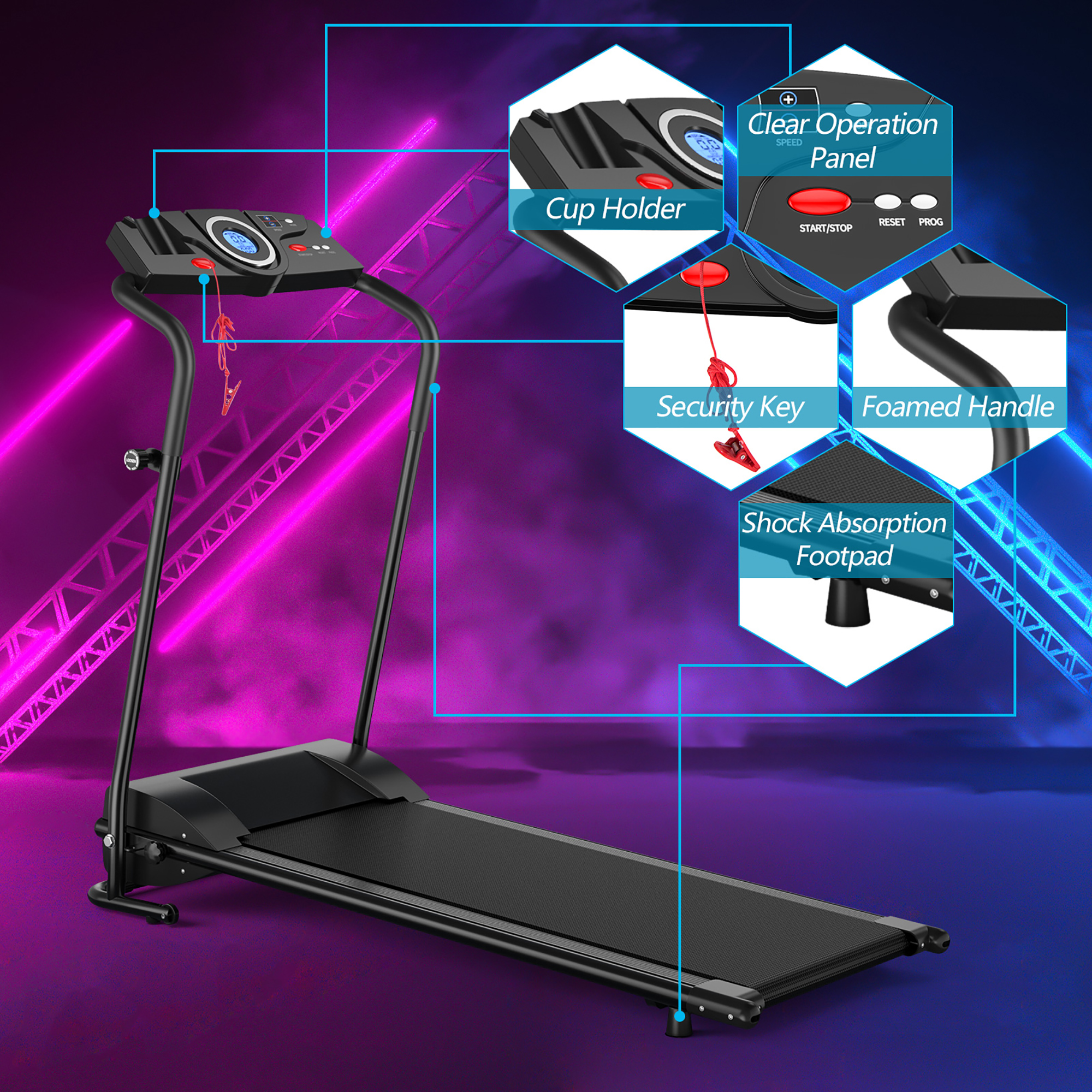 Goplus 1HP Electric Treadmill Folding Motorized Power Running Machine Fitness - image 6 of 10