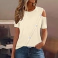 thumbnail image 2 of EINCcm Womens Summer Blouse Cold Shoulder Tunic T Shirts Dressy Casual Short Sleeve Crewneck Blouses Button Tees Tops, 2 of 7