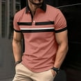 thumbnail image 2 of DDAPJ pyju Business Casual Polos for Men Moisture Wicking Short Sleeve Striped Golf Shirt Trendy Summer Collared Tops Sales of The Day Pink M, 2 of 4