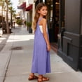 thumbnail image 4 of WOYY Girls Sleeveless Pinafore Dress Casual Loose Pocket Long Overall Dress, Purple, Sizes 5-14, 4 of 6