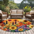 thumbnail image 5 of Vintage Flower Round Area&nbsp;Rug 6ft Watercolor Yellow Sunflower Daisy Lavender Orange Country Non-Slip&nbsp;Washable Circle Rugs Soft Felt Indoor Floor Mat for Bedroom Kitchen Living Room Bathroom, 5 of 9
