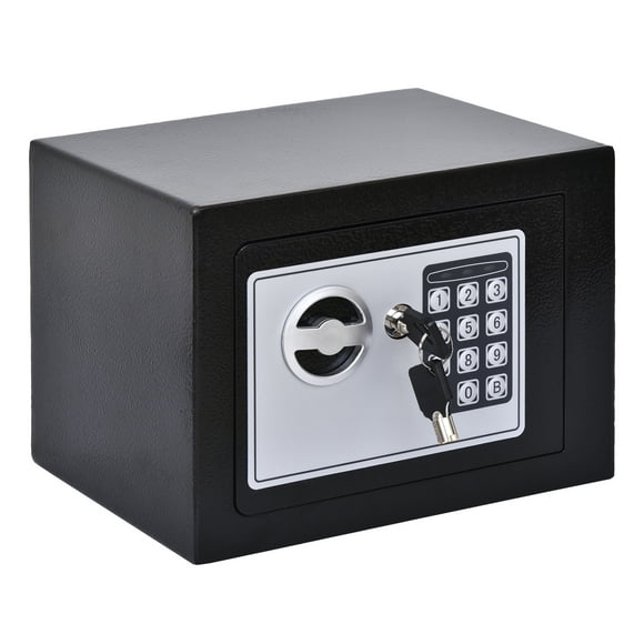 HOMCOM Small Steel Digital Electronic Safe Box Wall Mount Security Case Cabinet Keypad Lock Home Office Hotel Gun Cash Jewelry Black