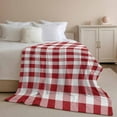 thumbnail image 2 of Throw Blanket for Couch Red White Plaid Soft Fleece Flannel Blankets Cozy Lightweight Blanket for Home Sofa Living Room Buffalo Check Geometric Bed Throws 50" x 60", 2 of 9
