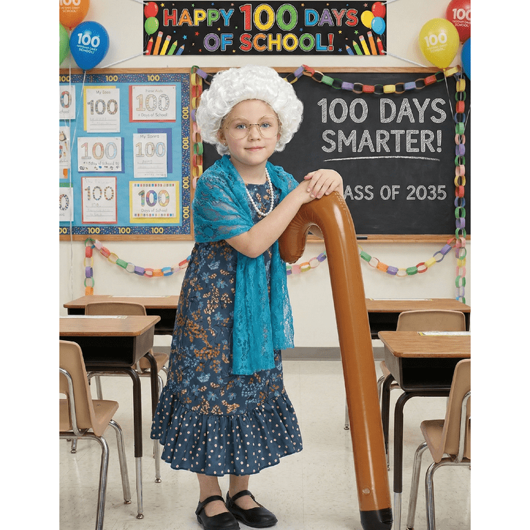 Walmart Girls Old Lady Costume, Halloween Accessories, 100th Day of School  Dress Up, Granny Cosplay, Blue 4-6Y - Walmart.com