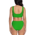 thumbnail image 3 of Wukai Green Women's Bikini Set Two Piece,wimsuit High Waisted V Neck Twist Front Adjustable Spaghetti Straps Bathing Suit-X-Large, 3 of 7