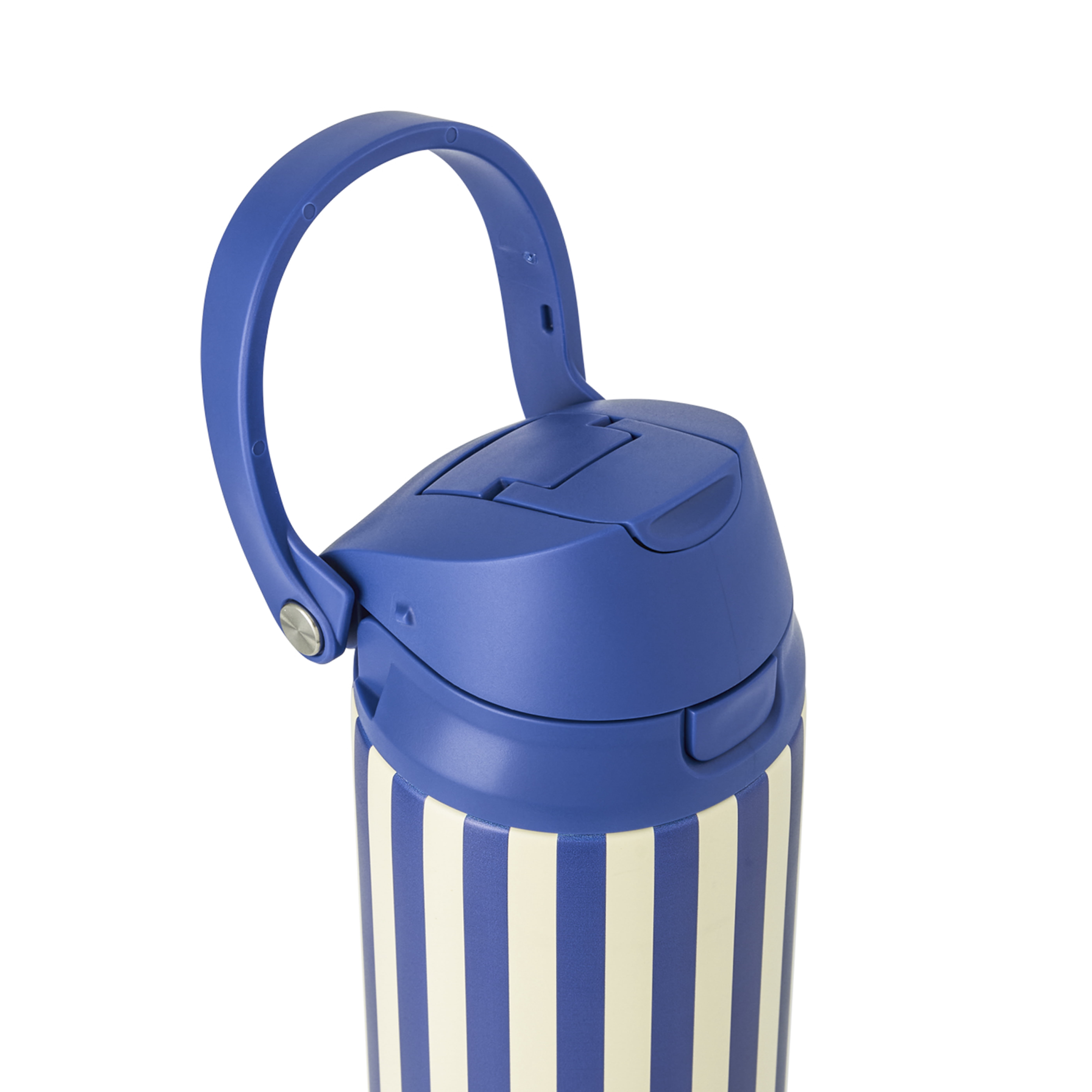 TAL 24oz Stainless Steel 2-in-1 Straw and Chug Water Bottle with Push Lid, Navy Stripes