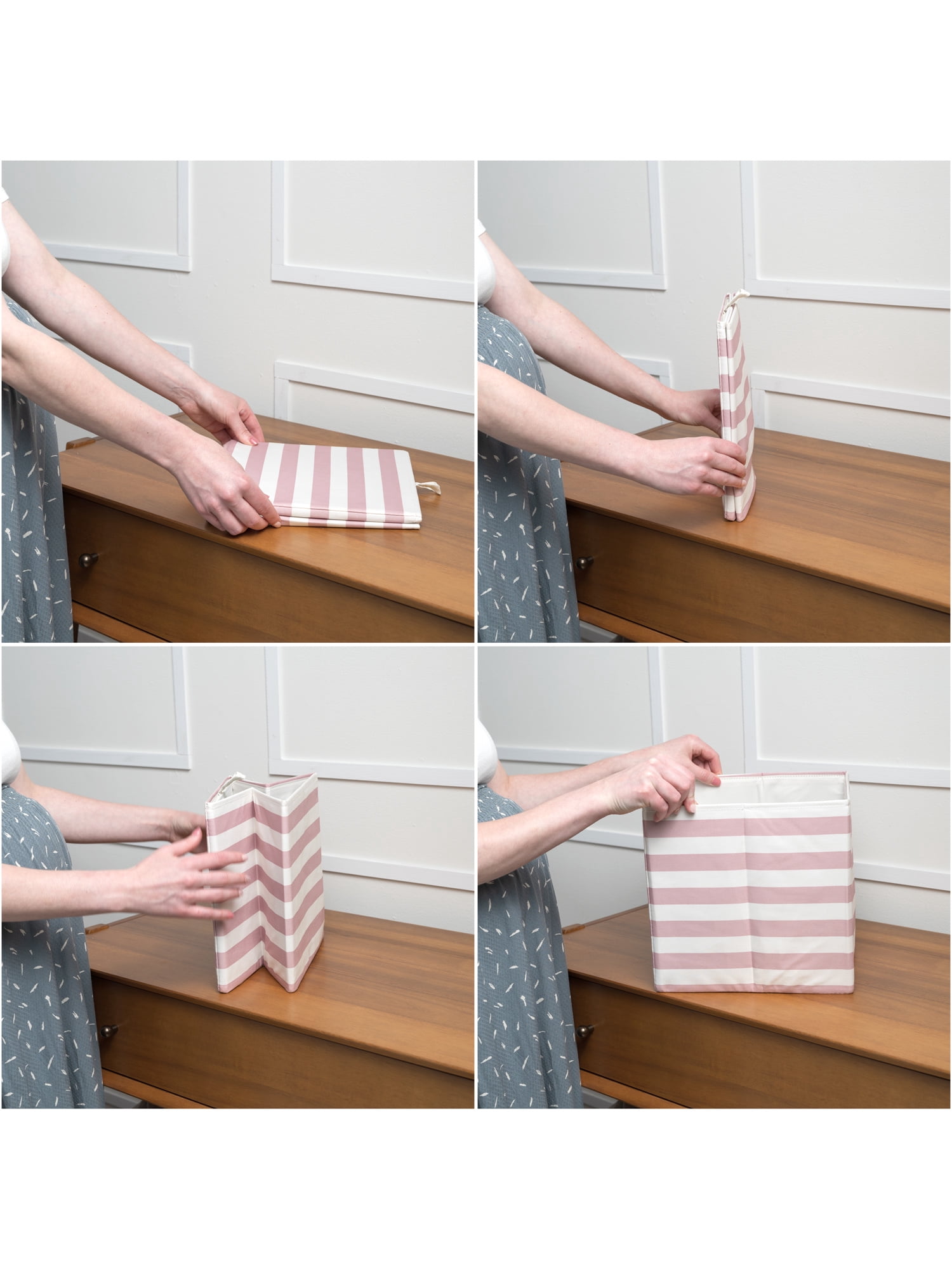 Modern Moments By Gerber Baby Foldable Poly Square Storage Bin, Infant Pink