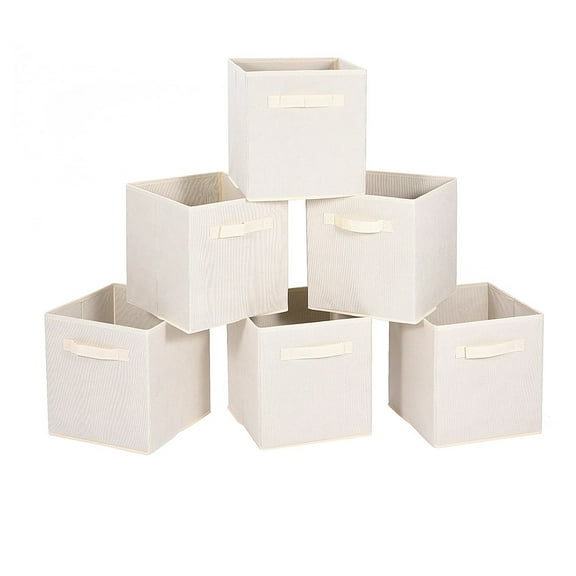 Enova Home Ivory Storage Bins Fabric Box (Set of 6)