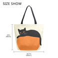 thumbnail image 5 of FORMRS Womens Canvas Tote Bag with Zipper Inner Pocket Shoulder Handbag, Black Cat Orange Ball, 5 of 7