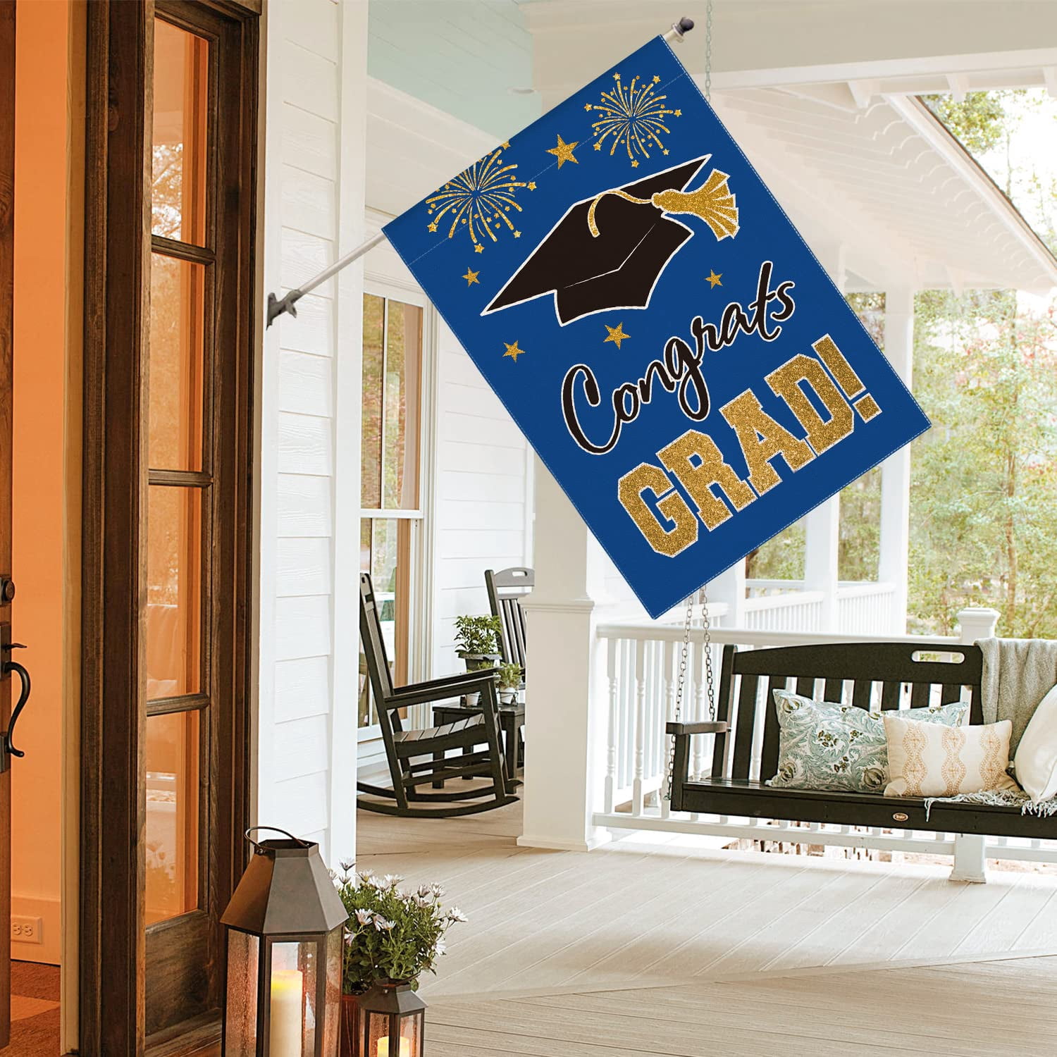 2026 Graduation Garden Flag Congratulations Graduation Ceremony Courtyard Outdoor Decoration 12 x 18 inches Graduation Diploma Hat Graduation Decoration