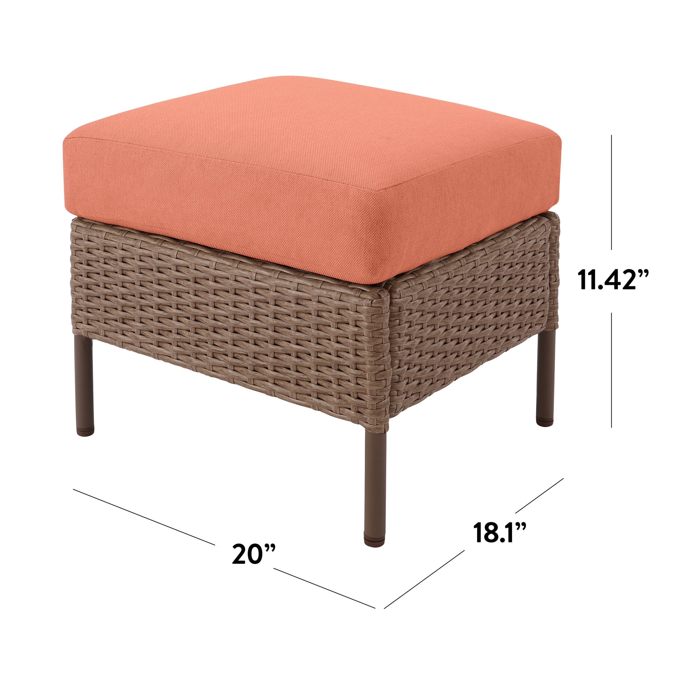 Mainstays Chelsea 2 Pieces Outdoor Patio Ottoman with Terra Cotta Cushions