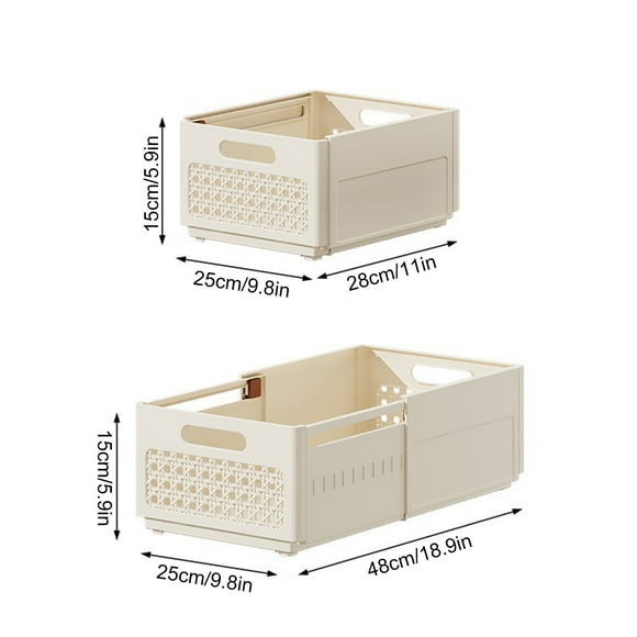 Fiudx Caja de Almacenamiento Retráctil para Armario, Organizador de Cajones Que Ahorra Espacio, Diseño Telescópico Multitamaño, Apilable y Estable, Malla Transpirable, Solución para Guardar Ropa y Pa