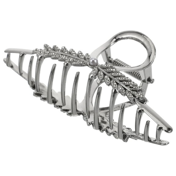 OUNONA Hair Clamps for Women Sturdy Metal Hair Claw Clip Silver 1Pack