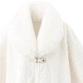 thumbnail image 4 of UTSJKR Women Cable Embossed Faux Fur Collar Cape Coat Buckle Closure Loose Poncho Jacket for Cold Season Daily Outfit White, 4 of 4