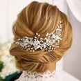thumbnail image 4 of Bride Wedding Hair Vine Silver Flower Leaf Bridal Headpieces Pearl Hair Accessories for Women and Girls, 4 of 4