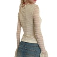 thumbnail image 4 of hirigin Women Lace Tops Autumn Casual Solid Color Slim Fit Flared Long Sleeve Ruffle Shirt Club Streetwear, 4 of 9