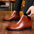 thumbnail image 4 of Men’s Classic Chelsea Ankle Boots, Elastic Side Slip-On Dress Boots, Low Block Heel Pointed Toe Ankle Boots, 4 of 6