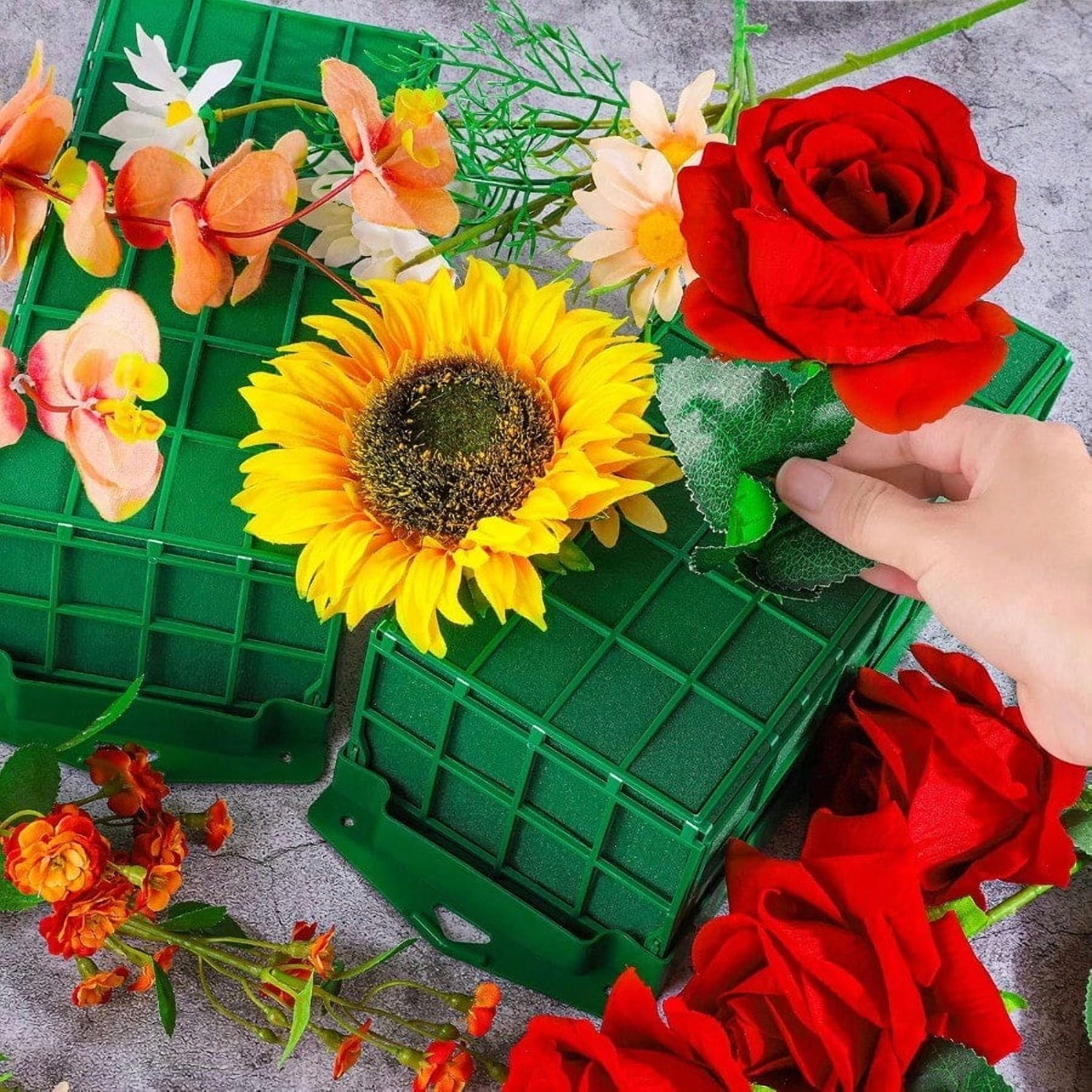 6 Packs Floral Foam Cage Rectangle Flower Cage Holders With Floral Foam Floral Arrangement Supplies For Fresh Flowers Home Weeding Decorations 11.8 X 4.3 X 3.1 Inches