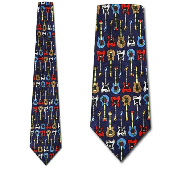 Electric Guitar Navy Necktie Mens Tie by Steven Ha