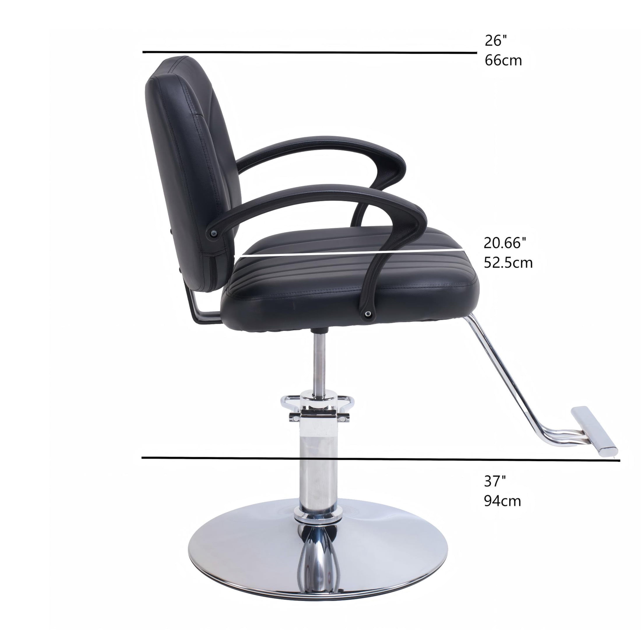 Noble House Hydraulic Barber Styling Chair with PU Upholstery, Adjustable Height, Black + Chrome