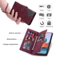 thumbnail image 5 of Decase Premium Retro Leather Wallet Case for Samsung Galaxy S25 Ultra, Multi-functional Zipper Wallet, Handbag with Card Holder, Kickstand Design, Stylish PU Leather Case with Magnetic Closure,Winered, 5 of 8