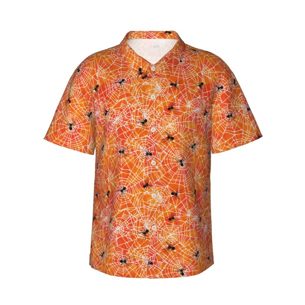 Balery Spider Camisas hawaianas de manga corta para hombre, camisas playeras de corte holgado, camisas de vacaciones con botones,XX-Large