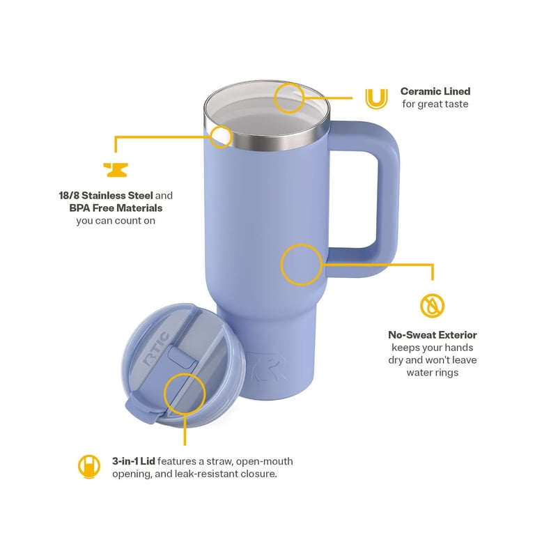 RTIC 30 oz Ceramic Lined Road Trip Tumbler with Handle and Leak