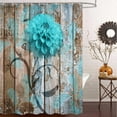 thumbnail image 5 of Rustic Flower Shower Curtain, Teal Floral Dahlia Barn Wood Farmhouse Shower Curtain Set, Country Turquoise Blue Brown Extra Long Fabric Shower Curtain with Hooks, Boho Bathroom Curtain, 69x84inches, 5 of 6